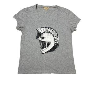 Burberry London England Womens Grey Knight Helmet Graphic T-Shirt Size L